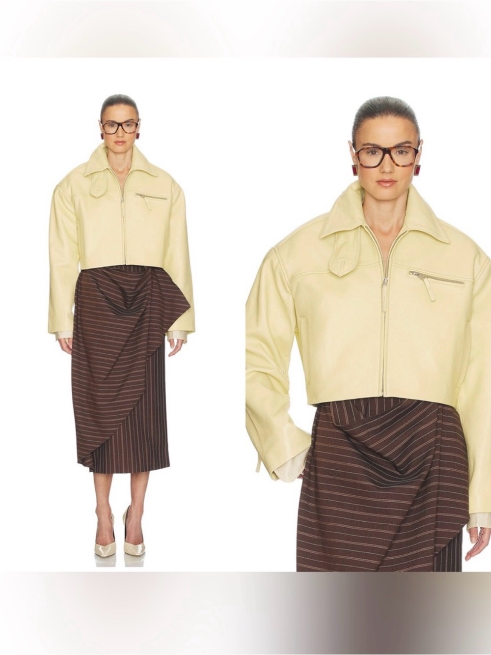NWT HELSA The 90s leather jacket in banana yellow